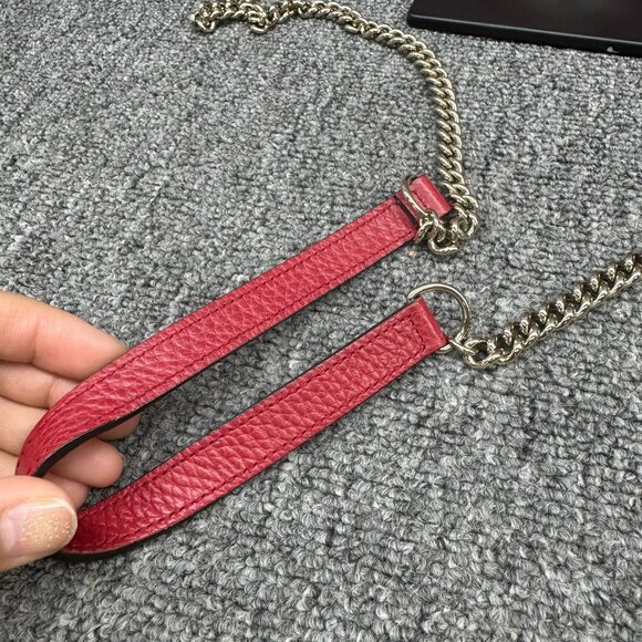 GUCCI Interlocking Wallet On Chain Red Leather Shoulder Bag 499-080725 - Picture 14 of 14